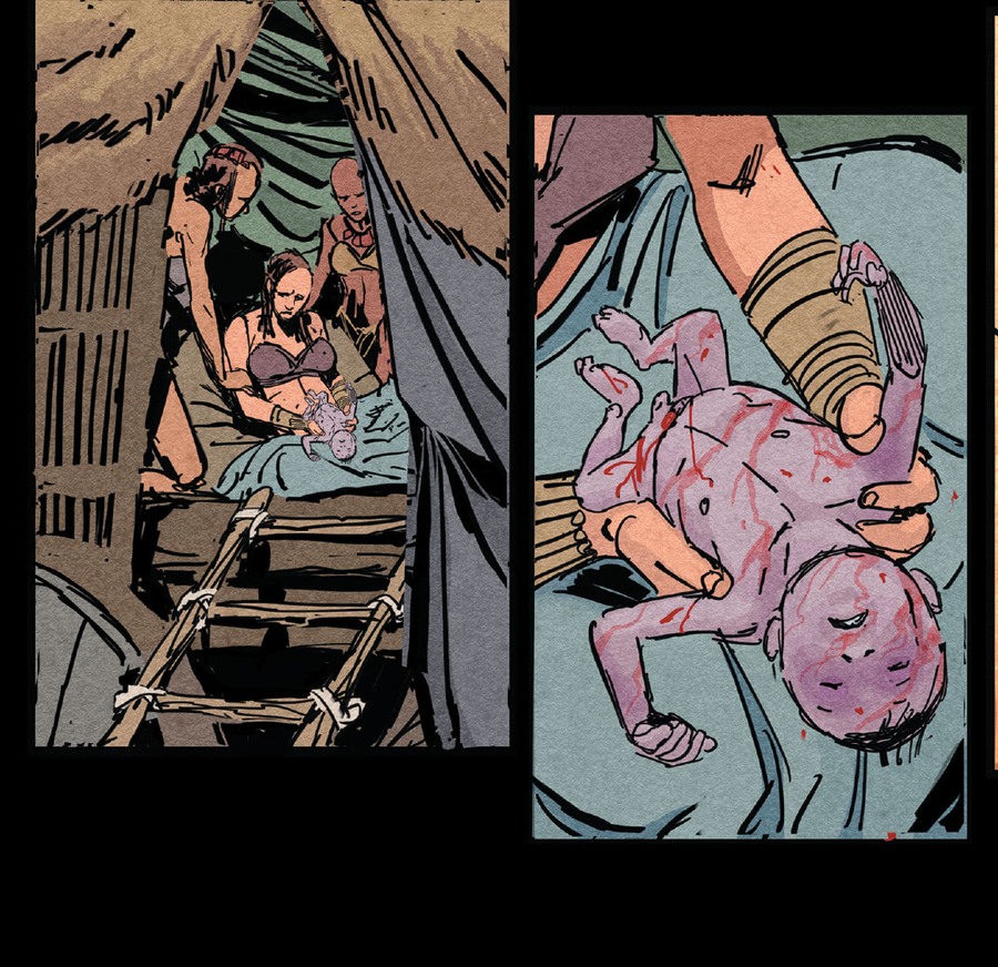 B's first child after birth