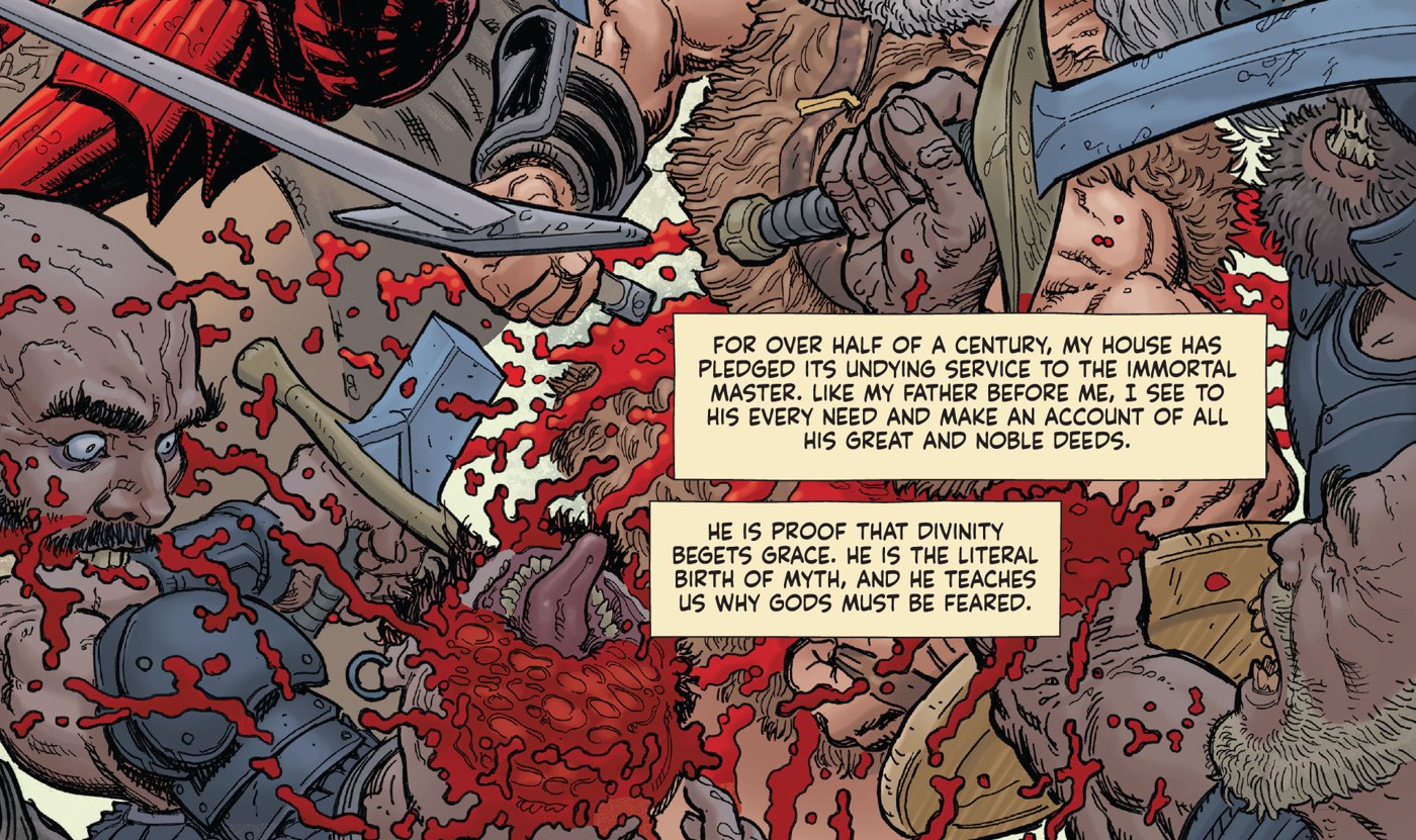 Context for Zubatai's father in BRZRKR: Poetry of Madness